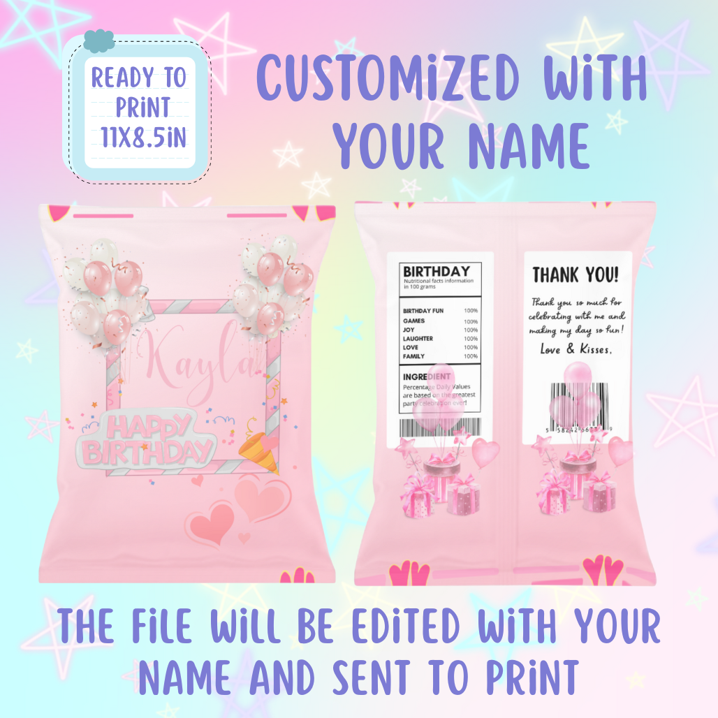 Custom Chip Bags | Pink Balloon