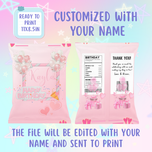 Custom Chip Bags | Pink Balloon