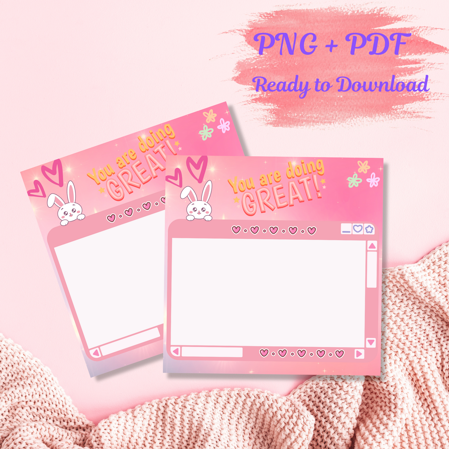 Cute Bunny Notepad Template || 4x4in